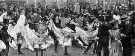 bailando el can-can. óleo.